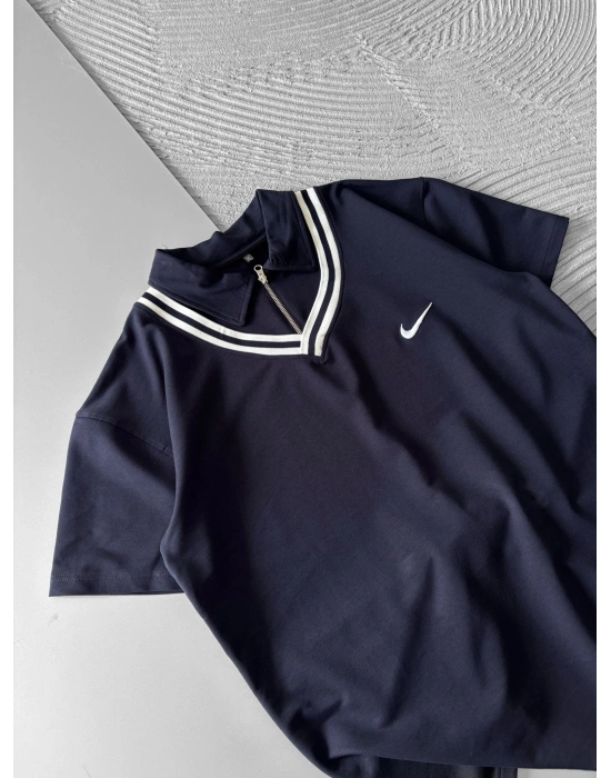 ÇİFT YAKA FERMUARLI NK NAKIŞ TSHİRT LACİ