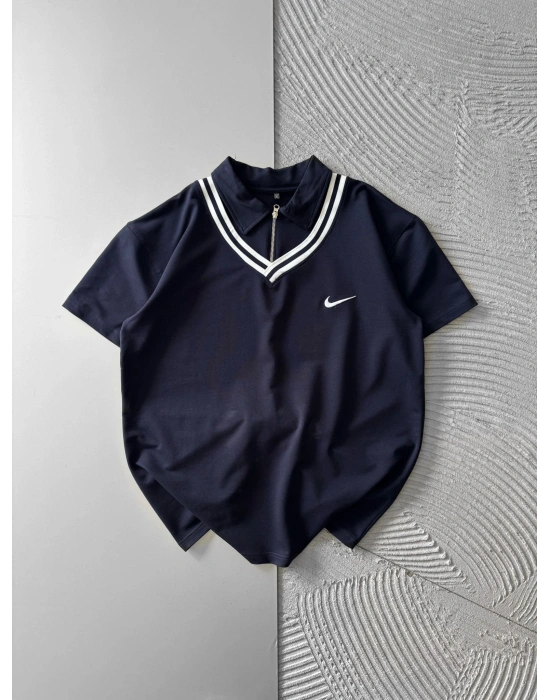 ÇİFT YAKA FERMUARLI NK NAKIŞ TSHİRT LACİ