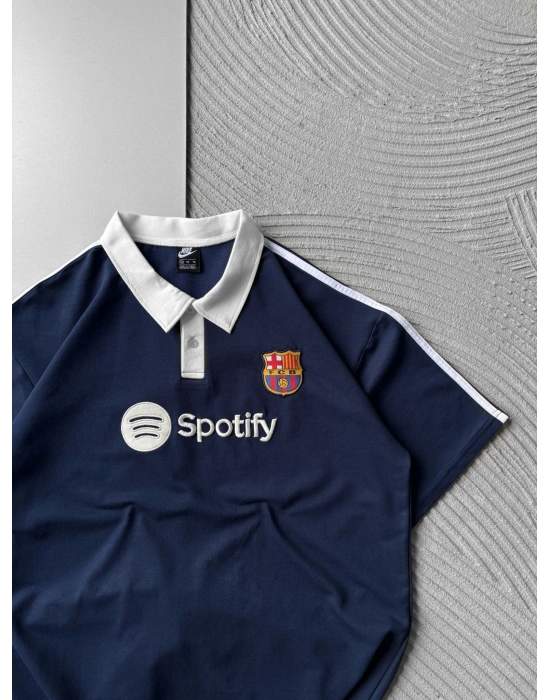 POLO YAKA YAKA RENKLI BARCA NAKIŞ OVERSIZE TSHIRT LACİ
