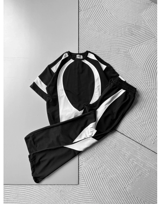 BASIC OVAL PARÇALI OVERSIZE EŞOFMAN TAKIMI SİYAH