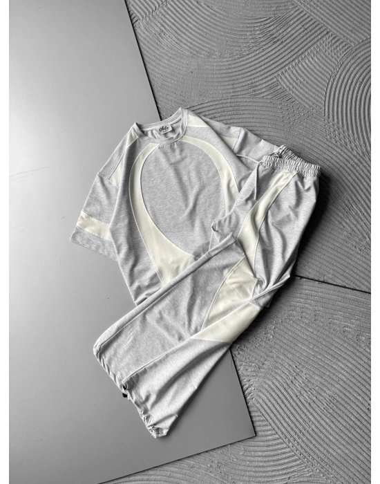 BASIC OVAL PARÇALI OVERSIZE EŞOFMAN TAKIMI GRİ