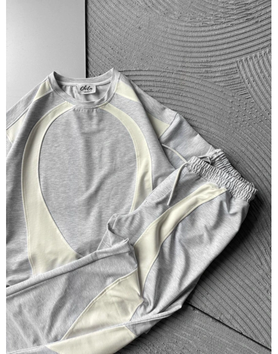 BASIC OVAL PARÇALI OVERSIZE EŞOFMAN TAKIMI GRİ