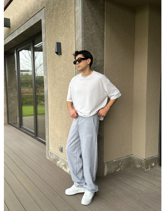 2 İPLİK KUMAŞ STW İP NAKIŞ PACA LASTİK EŞOFMAN ALTI GRİ