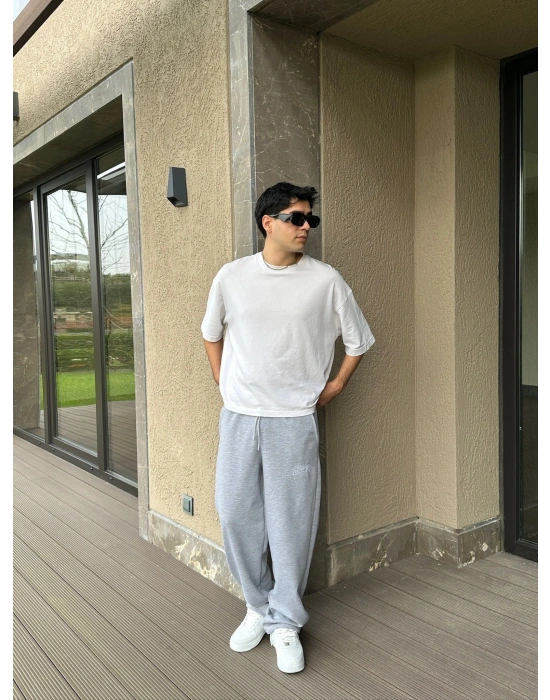 2 İPLİK KUMAŞ STW İP NAKIŞ PACA LASTİK EŞOFMAN ALTI GRİ