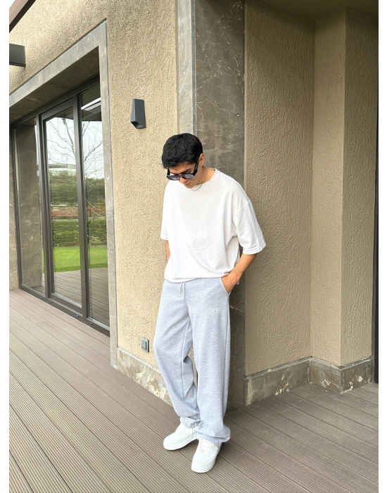 2 İPLİK KUMAŞ STW İP NAKIŞ PACA LASTİK EŞOFMAN ALTI GRİ