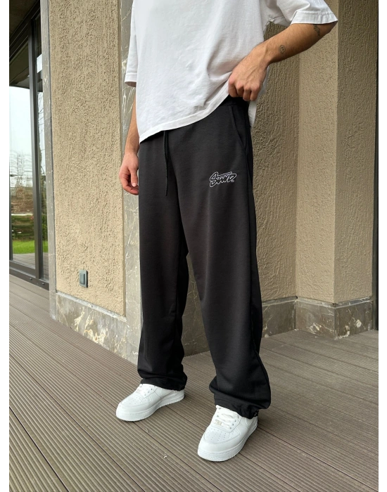 2 İPLİK KUMAŞ STW İP NAKIŞ PACA LASTİK EŞOFMAN ALTI SİYAH