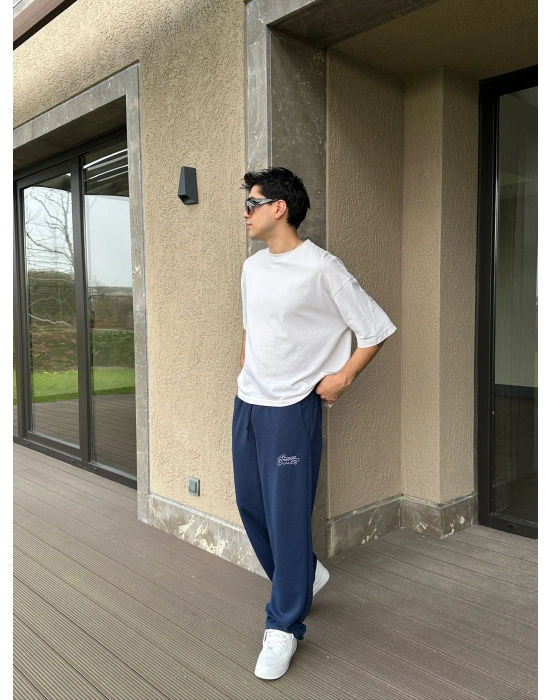 2 İPLİK KUMAŞ STW İP NAKIŞ PACA LASTİK EŞOFMAN ALTI MAVİ