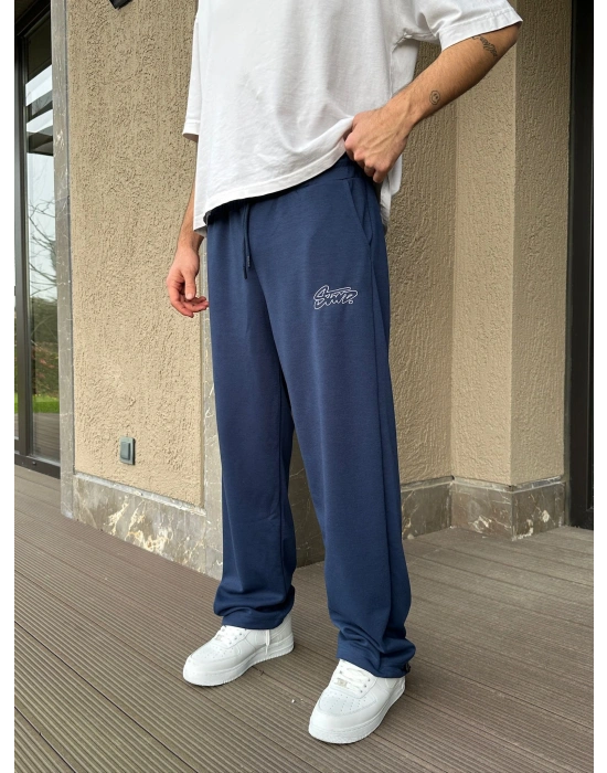 2 İPLİK KUMAŞ STW İP NAKIŞ PACA LASTİK EŞOFMAN ALTI MAVİ