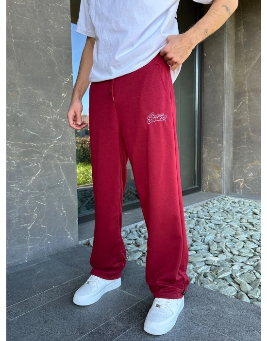 2 İPLİK KUMAŞ STW İP NAKIŞ PACA LASTİK EŞOFMAN ALTI KIRMIZI