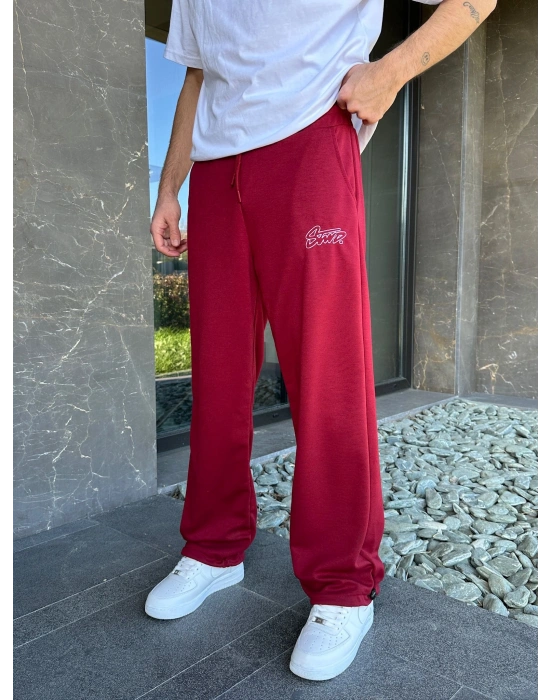 2 İPLİK KUMAŞ STW İP NAKIŞ PACA LASTİK EŞOFMAN ALTI KIRMIZI