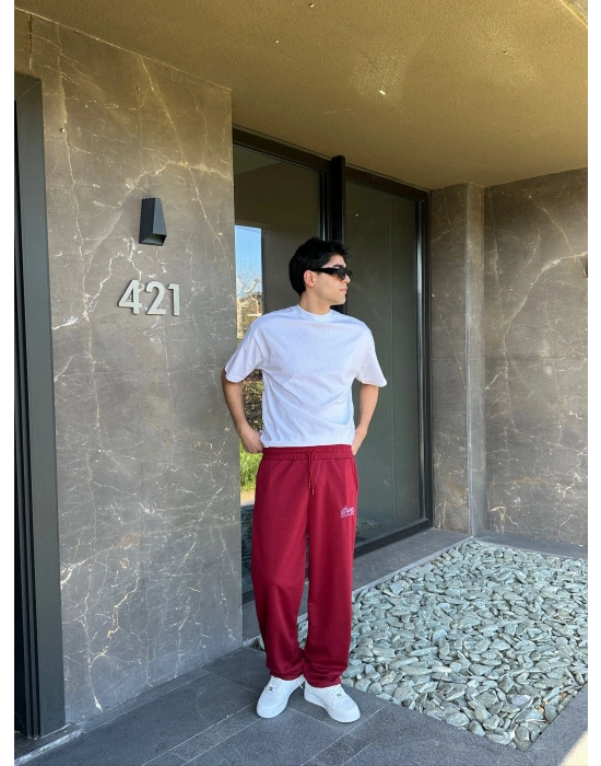 2 İPLİK KUMAŞ STW İP NAKIŞ PACA LASTİK EŞOFMAN ALTI KIRMIZI