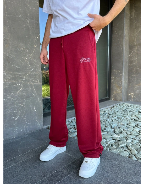 2 İPLİK KUMAŞ STW İP NAKIŞ PACA LASTİK EŞOFMAN ALTI KIRMIZI