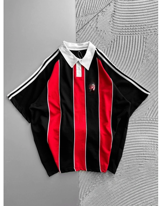 POLO YAKA NAKISLI FUL SER OVERSİZE TSHİRT 1