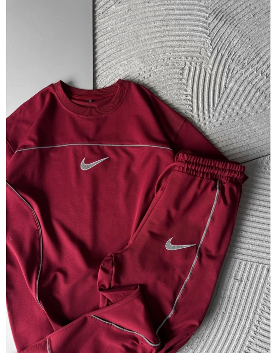 ALT ÜST REFLEKTÖR NK HS OVERSİZE EŞOFMAN TAKIMI BORDO