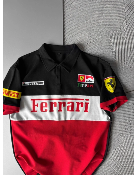 POLO YAKA NK FERARİ BASKI HS OVERSİZE TSHİRT KIRMIZI