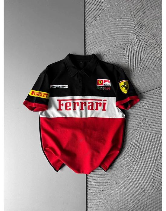 POLO YAKA NK FERARİ BASKI HS OVERSİZE TSHİRT KIRMIZI