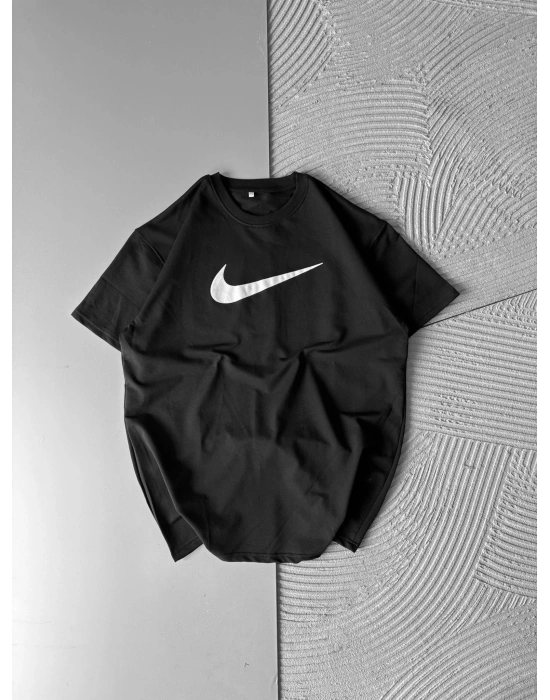 BİSİKLET YAKA KABARTMA AİR OVERSİZE TSHİRT SİYAH