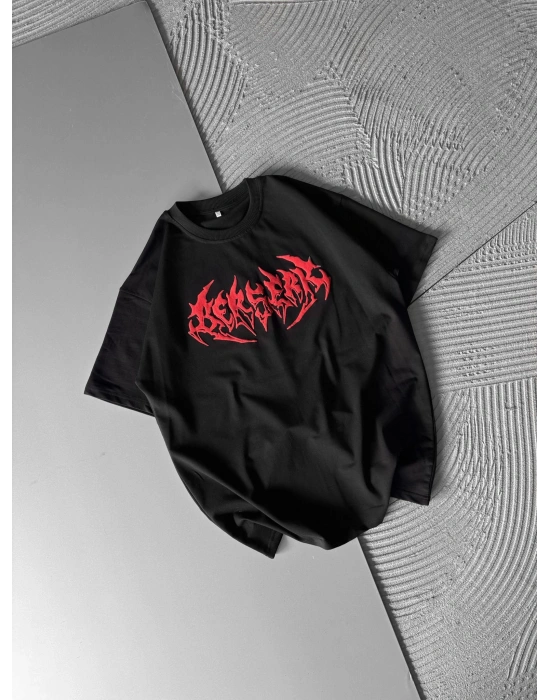 KABARTMA BASKI HS OVERSİZE TSHİRT SİYAH