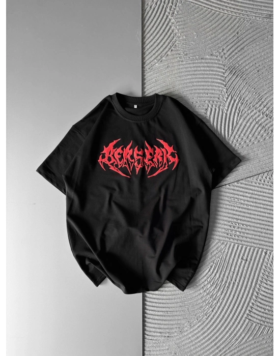 KABARTMA BASKI HS OVERSİZE TSHİRT SİYAH