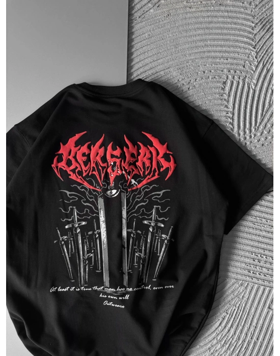 KABARTMA BASKI HS OVERSİZE TSHİRT SİYAH