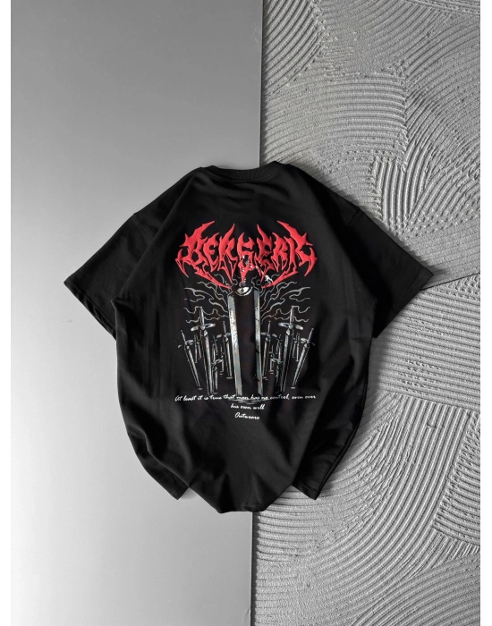 KABARTMA BASKI HS OVERSİZE TSHİRT SİYAH