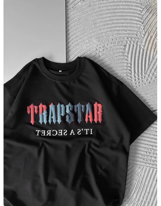 TRAP KABARTMA BASKI HS OVERSİZE TSHİRT SİYAH