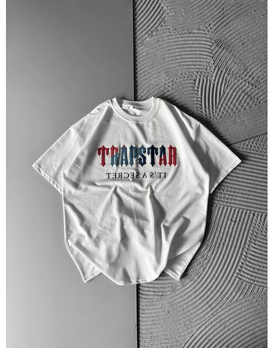 TRAP KABARTMA BASKI HS OVERSİZE TSHİRT BEYAZ