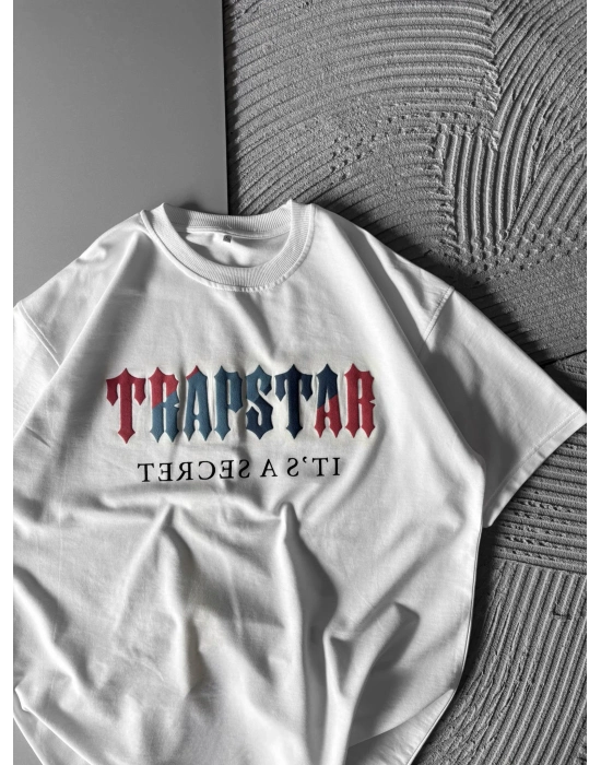 TRAP KABARTMA BASKI HS OVERSİZE TSHİRT BEYAZ