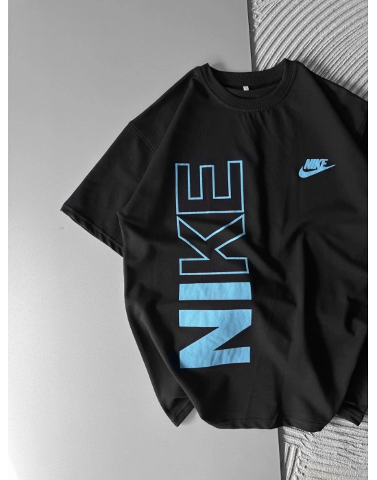 NK YARI KABARTMA BASKI HS OVERSİZE TSHİRT SİYAH