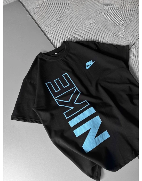 NK YARI KABARTMA BASKI HS OVERSİZE TSHİRT SİYAH