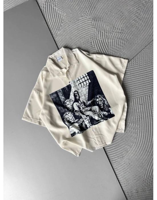 ASLAN DESENLİ OVERSİZE GÖMLEK