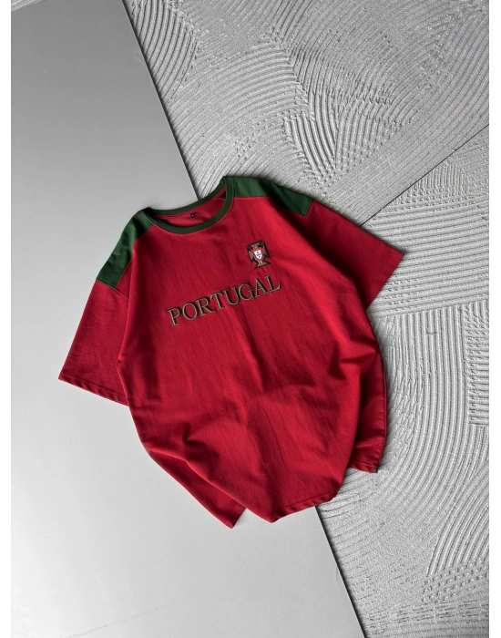 OMUZ RENKLİ TAKIM NAKIŞ OVERSİZE TSHİRT PORTEKİZ