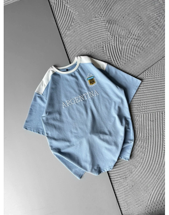 OMUZ RENKLİ TAKIM NAKIŞ OVERSİZE TSHİRT MESSİ