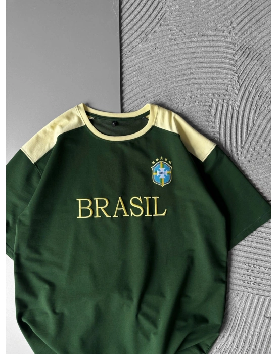 OMUZ RENKLİ TAKIM NAKIŞ OVERSİZE TSHİRT BREZİLYA