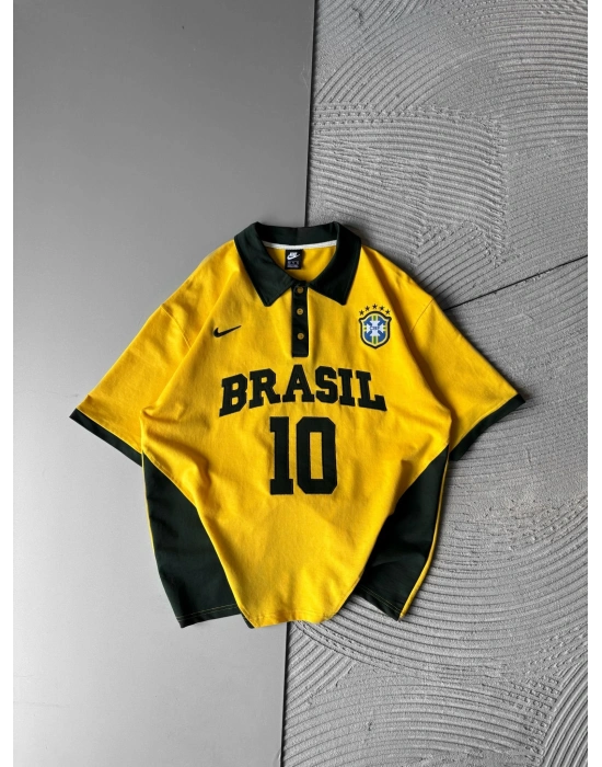 BRASİL 10 POLO YAKA OVERSİZE TSHİRT SARI