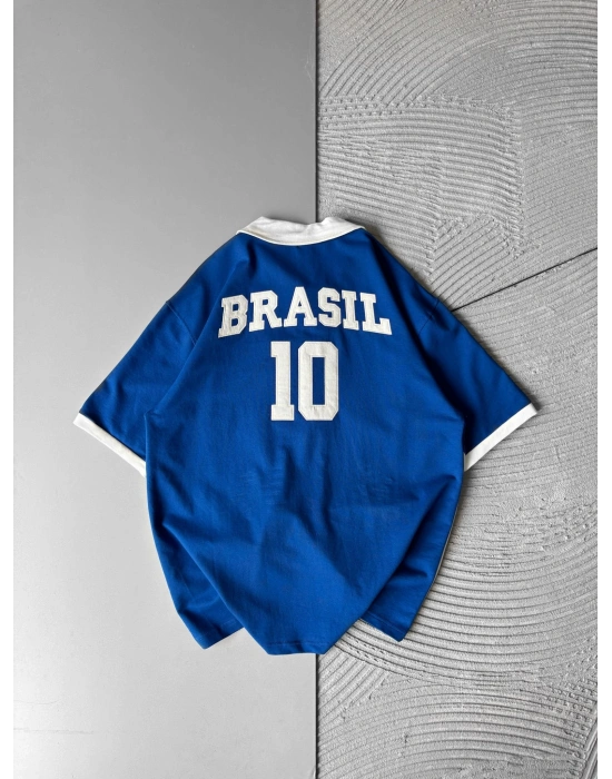 BRASİL 10 POLO YAKA OVERSİZE TSHİRT LACİ