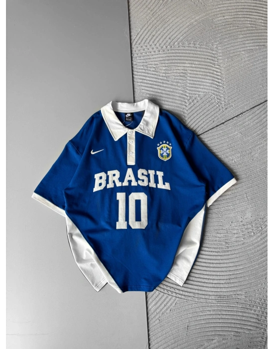 BRASİL 10 POLO YAKA OVERSİZE TSHİRT LACİ