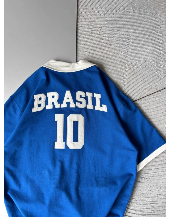 BRASİL 10 POLO YAKA OVERSİZE TSHİRT LACİ