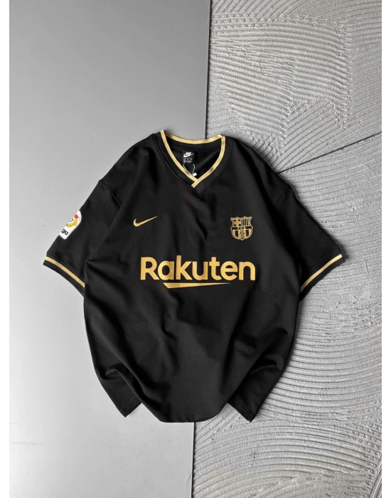 RAKU V YAKA BASKILI OVERSİZE TSHİRT SİYAH