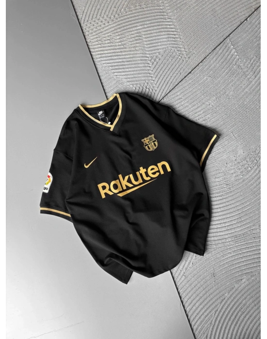 RAKU V YAKA BASKILI OVERSİZE TSHİRT SİYAH