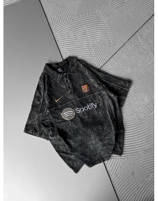 POLO YAKA YIKAMALI BAC BASKILI OVERSİZE TSHİRT