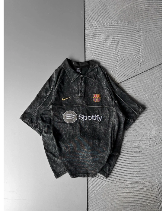 POLO YAKA YIKAMALI BAC BASKILI OVERSİZE TSHİRT