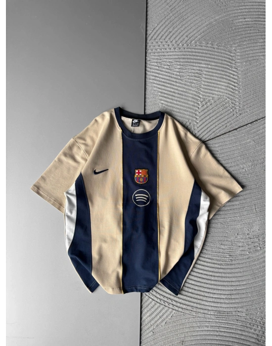 BARC SPOTY PARÇALI NAKIŞLI OVERSİZE TSHİRT KREM