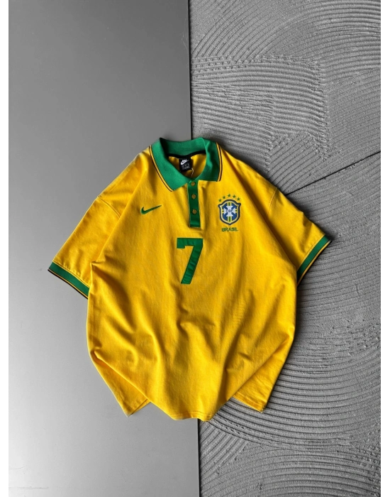 BRASİL 7 POLO YAKA OVERSİZE TSHİRT SARI