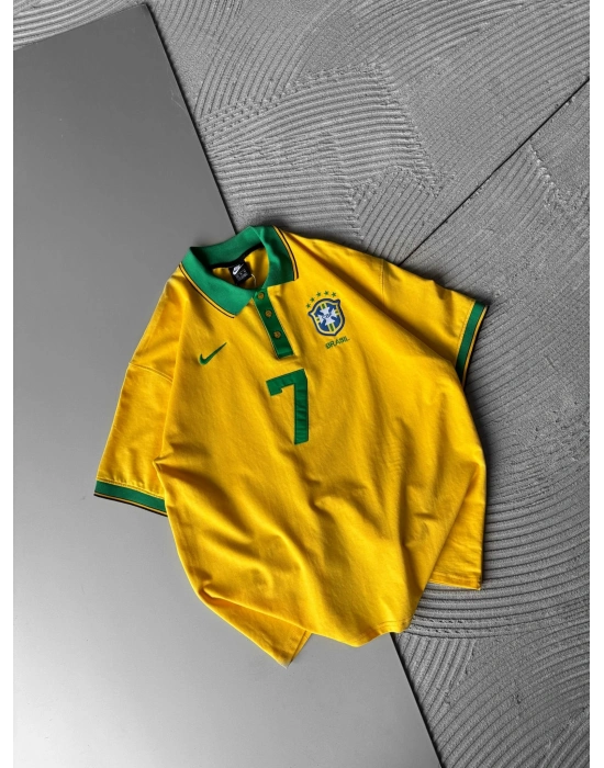 BRASİL 7 POLO YAKA OVERSİZE TSHİRT SARI