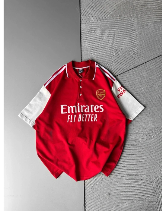 EFSANE KIRMIZI POLO YAKA OVERSİZE TSHİRT