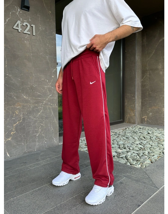 2 İPLIK KUMAŞ YANDAN BIYELI NK PACA LASTIK EŞOFMAN ALTI KIRMIZI