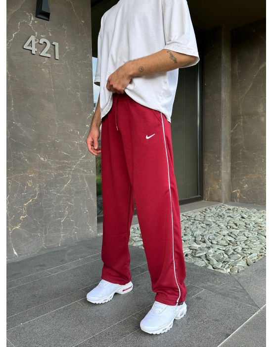 2 İPLIK KUMAŞ YANDAN BIYELI NK PACA LASTIK EŞOFMAN ALTI KIRMIZI