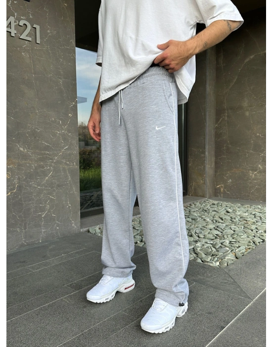 2 İPLIK KUMAŞ YANDAN BIYELI NK PACA LASTIK EŞOFMAN ALTI GRİ