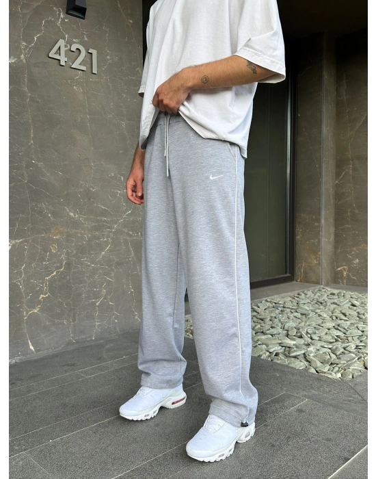 2 İPLIK KUMAŞ YANDAN BIYELI NK PACA LASTIK EŞOFMAN ALTI GRİ